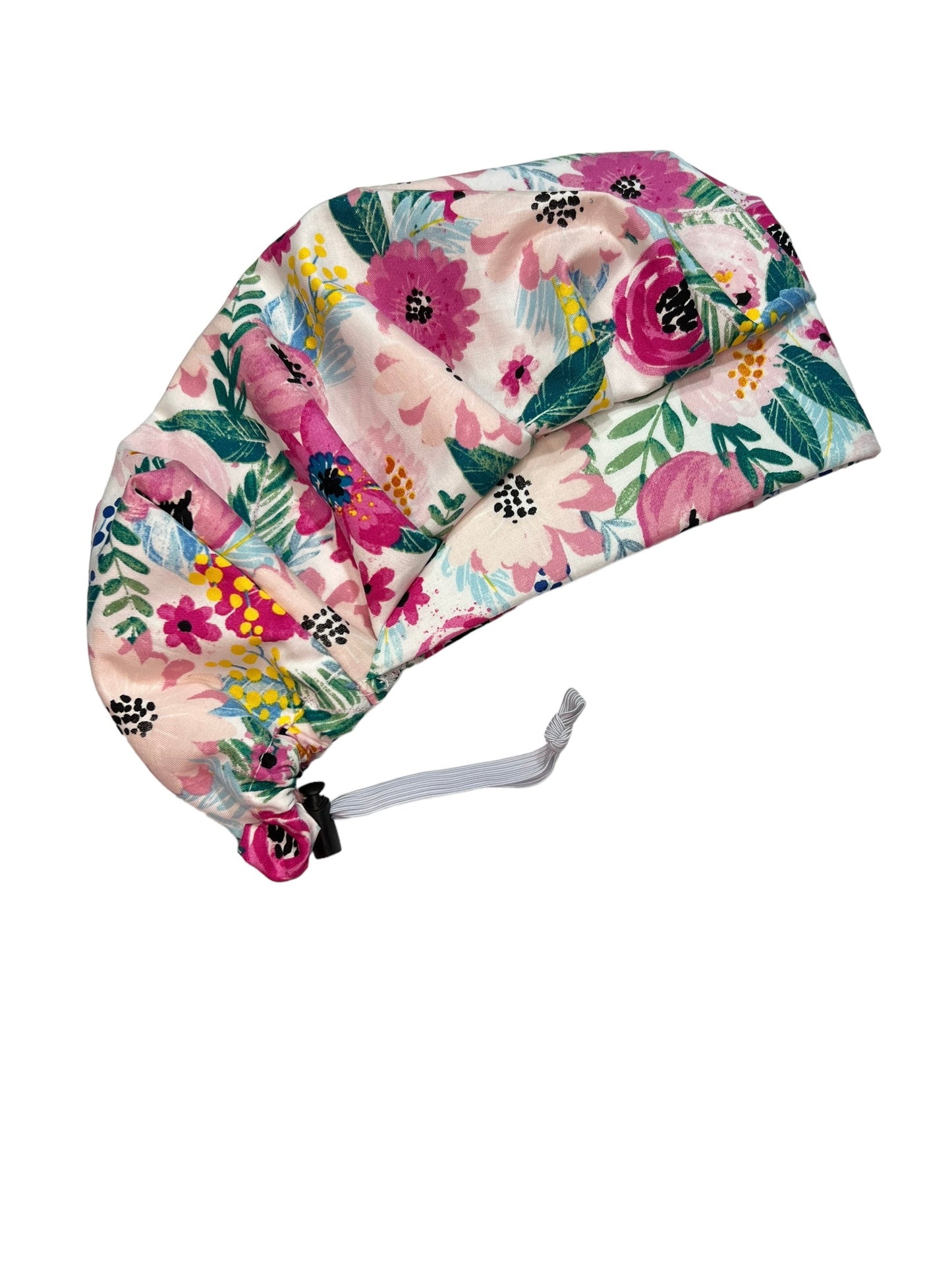 Bouffant Scrub Hat-Berry Floral (Satin Option Available)