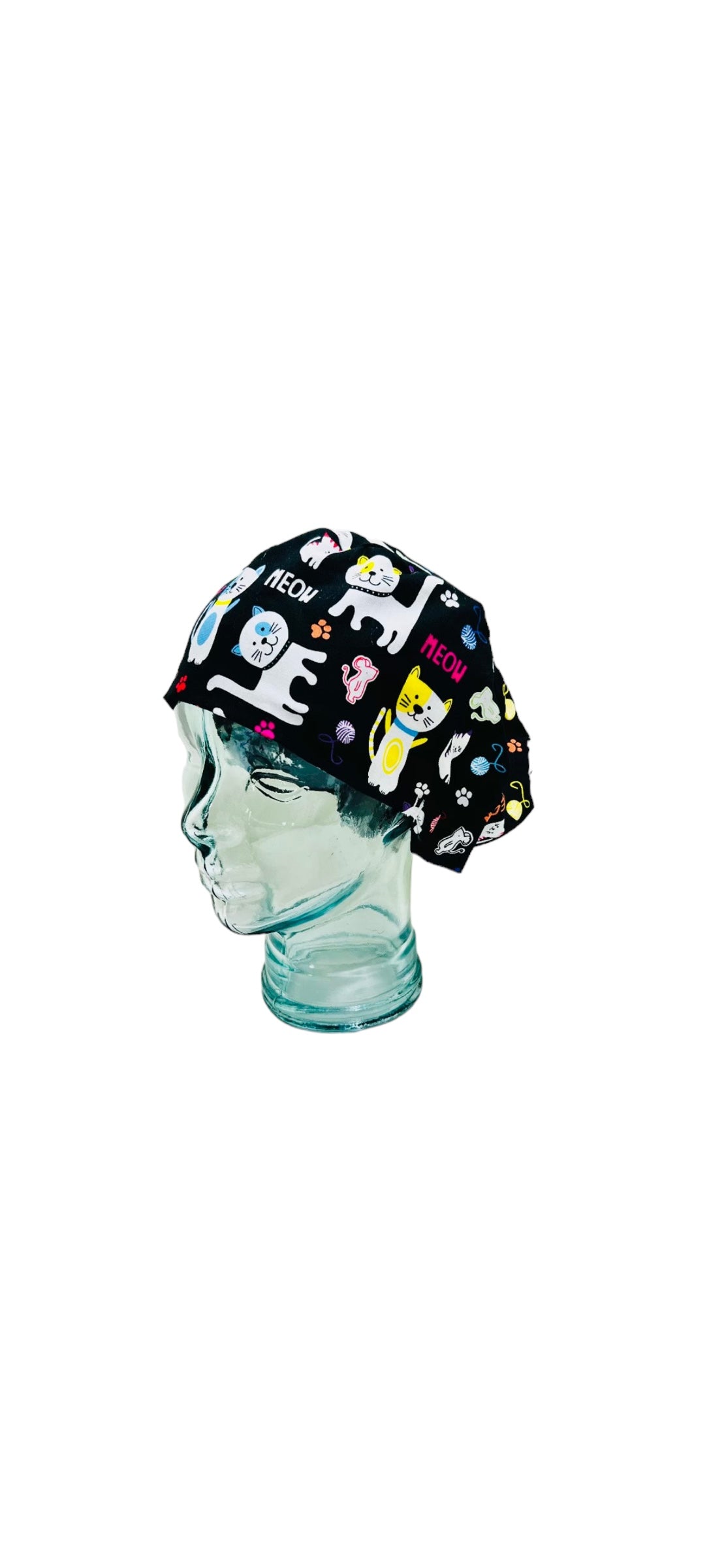 Satin Lined Scrub Hat- Cats Meow