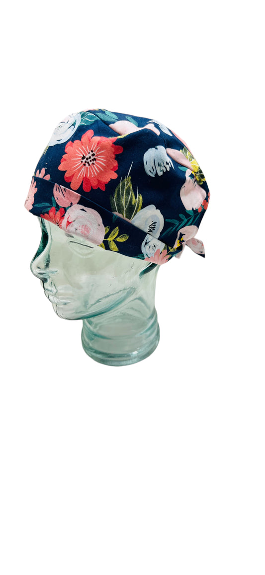 Tieback Scrub Hat-Blossom on Blu