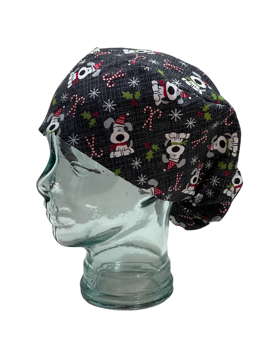 Satin Lined European Scrub Hat-Pups and Candy Canes