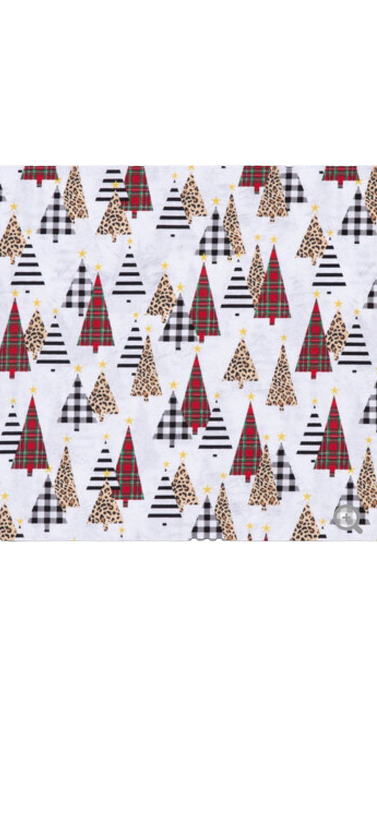 Ponytail Scrub Hat-Buffalo &Cheetah Christmas Trees