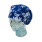 Satin Lined Scrub Hat-White Flowers on Navy