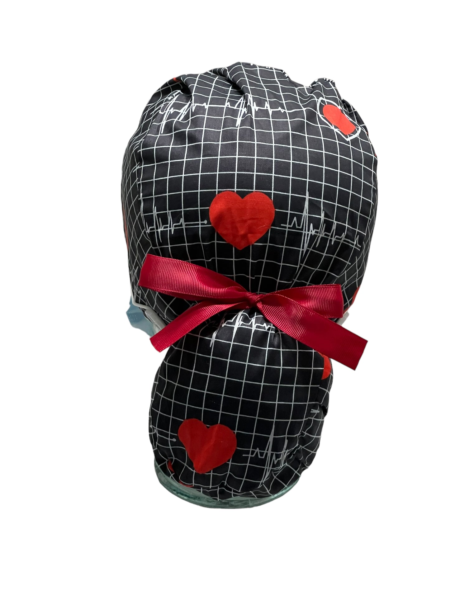 Ponytail Scrub Hat-EKG with Buttons