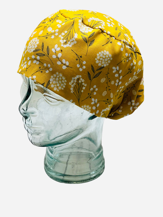 European Scrub Hat-Flowers on Yellow