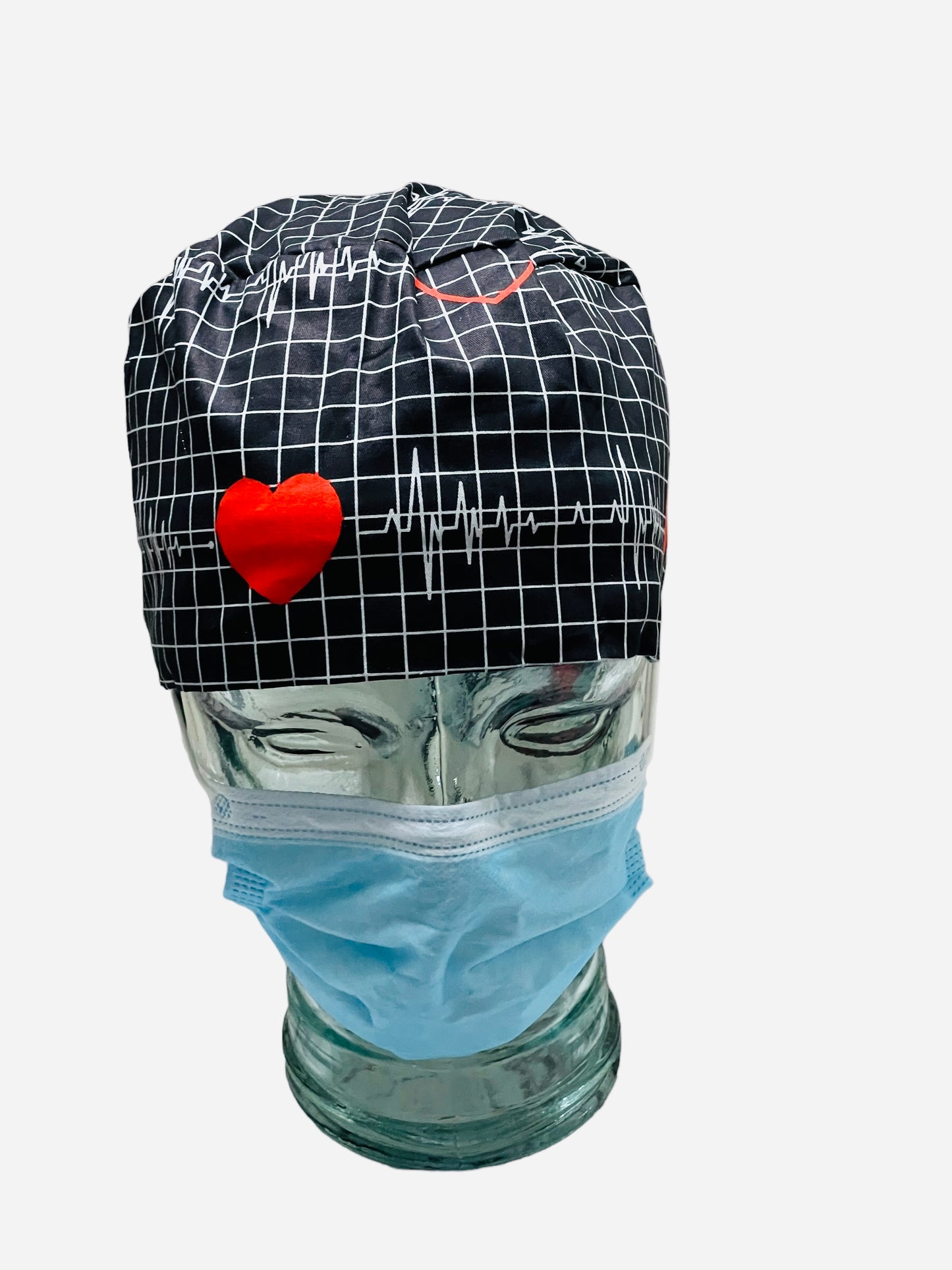 Ponytail Scrub Hat-EKG with Buttons