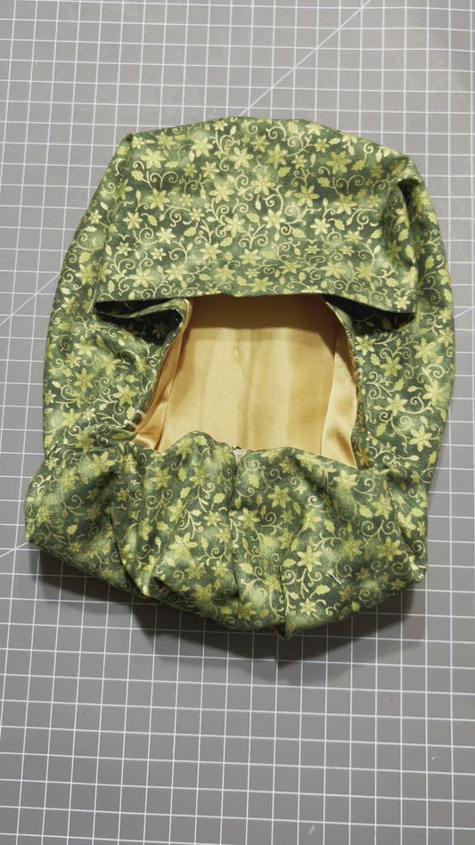 Satin Lined Scrub Hat-Gold and Green