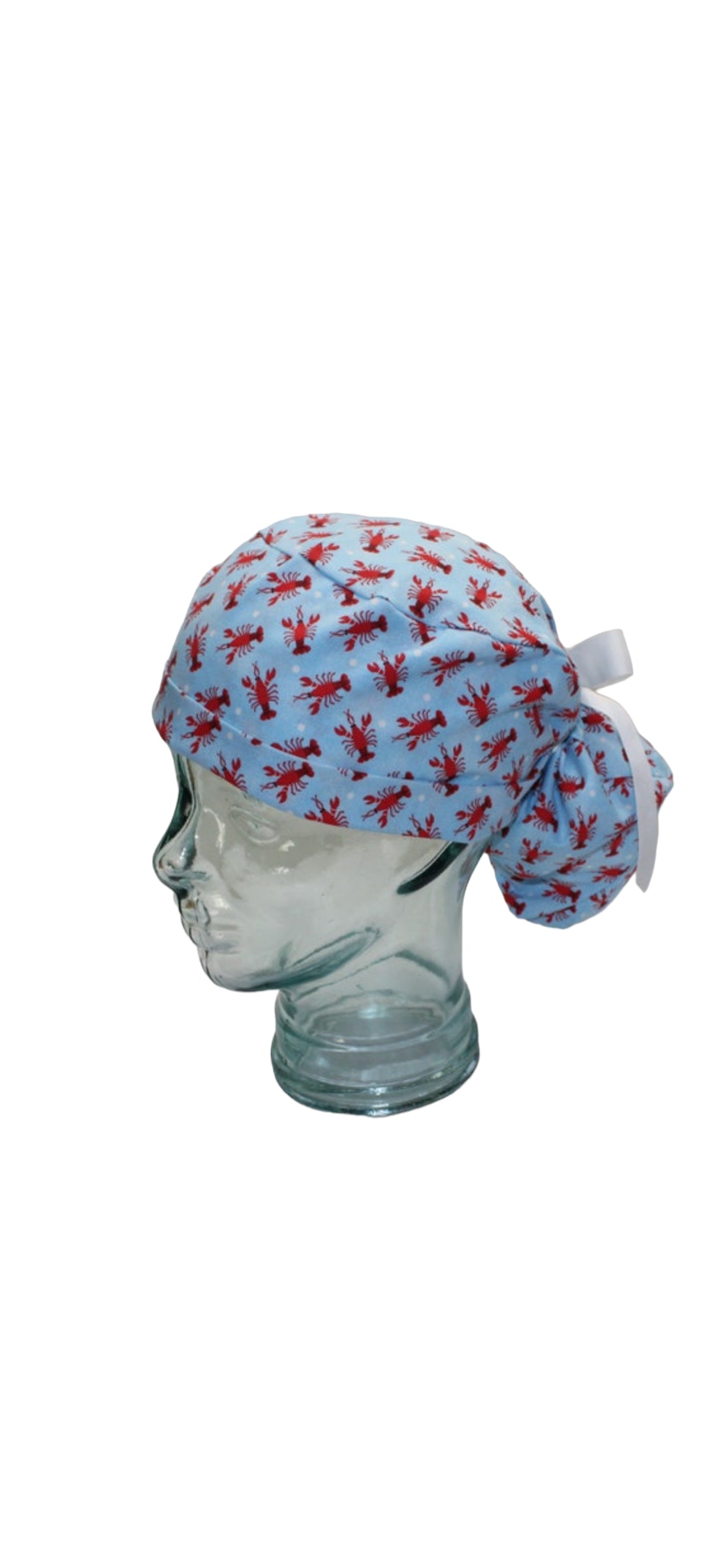 Satin Lined Scrub Hat-Lobsters and Dots