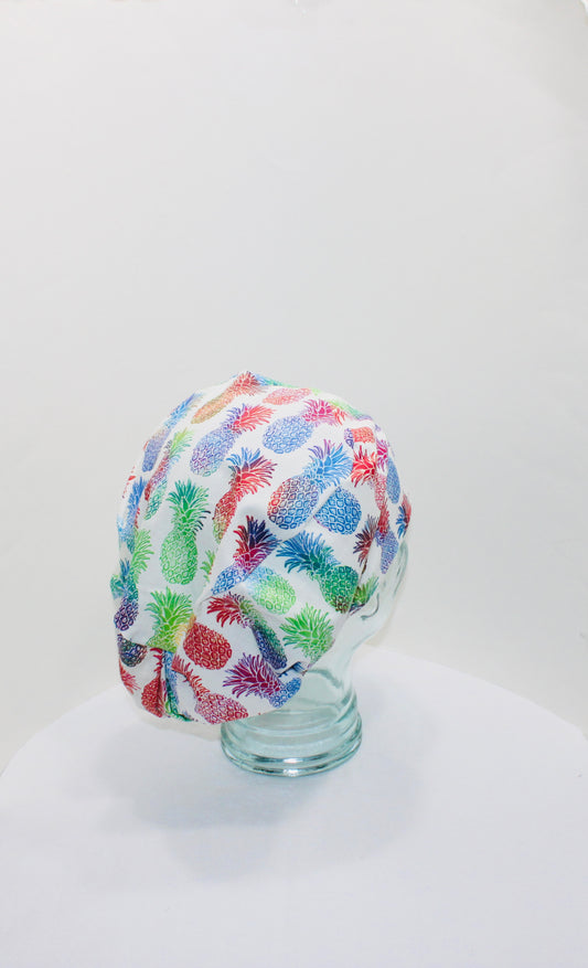 European Scrub Hat-Multicolor Pineapples - Ava Greys Designs