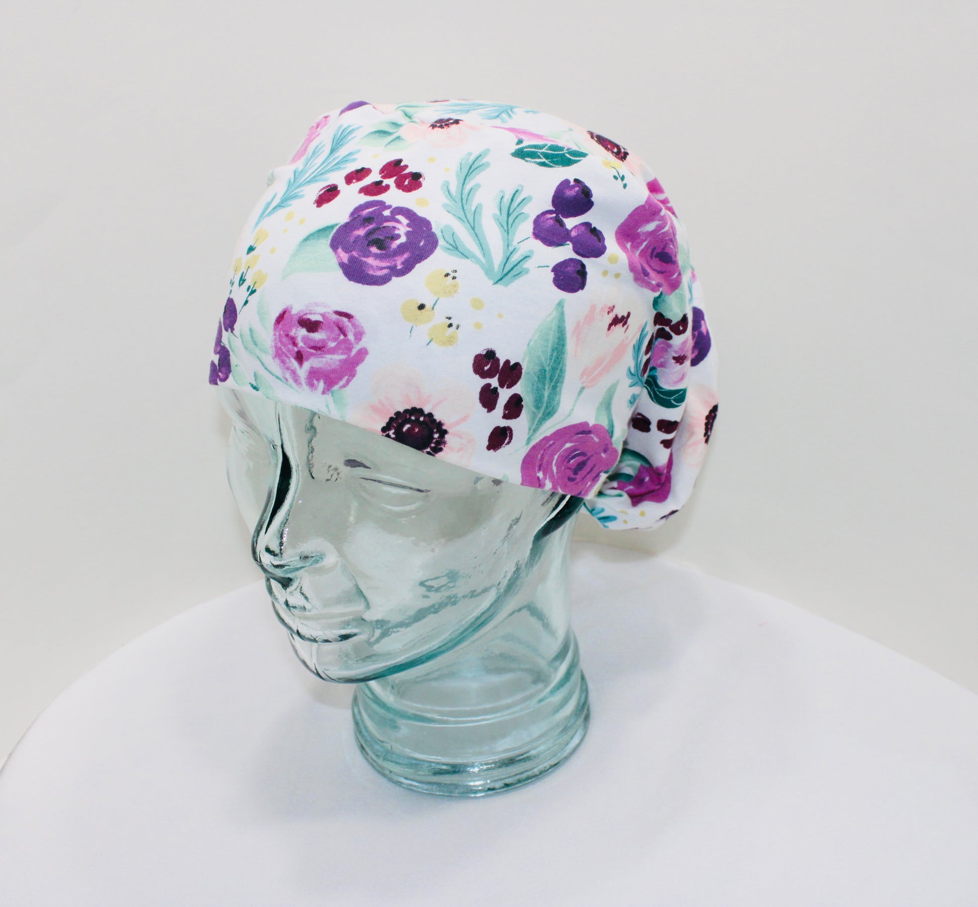 Soft Knit Scrub Hat- Fancy Flowers - Ava Greys Designs