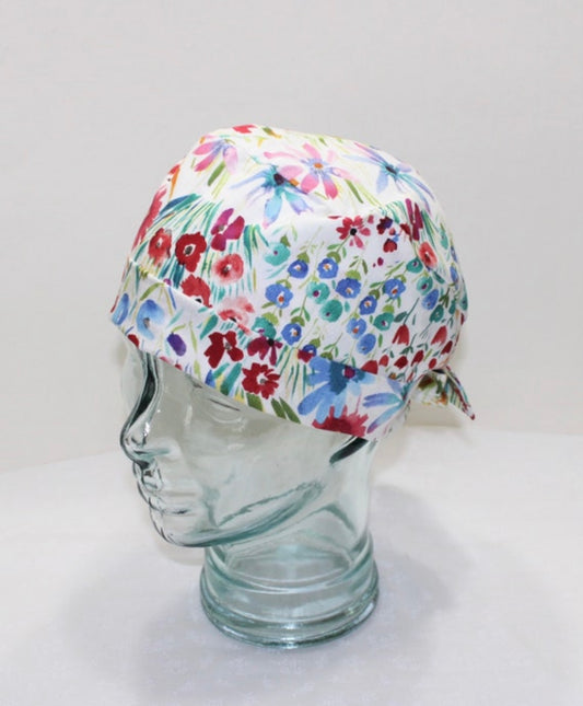 Tie Back Scrub Hat-Wonderful Wildflowers - Ava Greys Designs