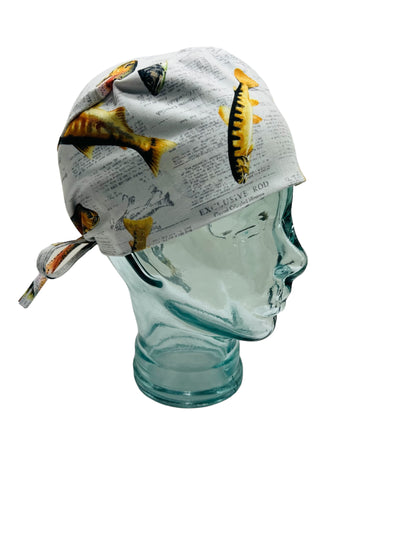 Mens Scrub Hat-Fish on Newspaper